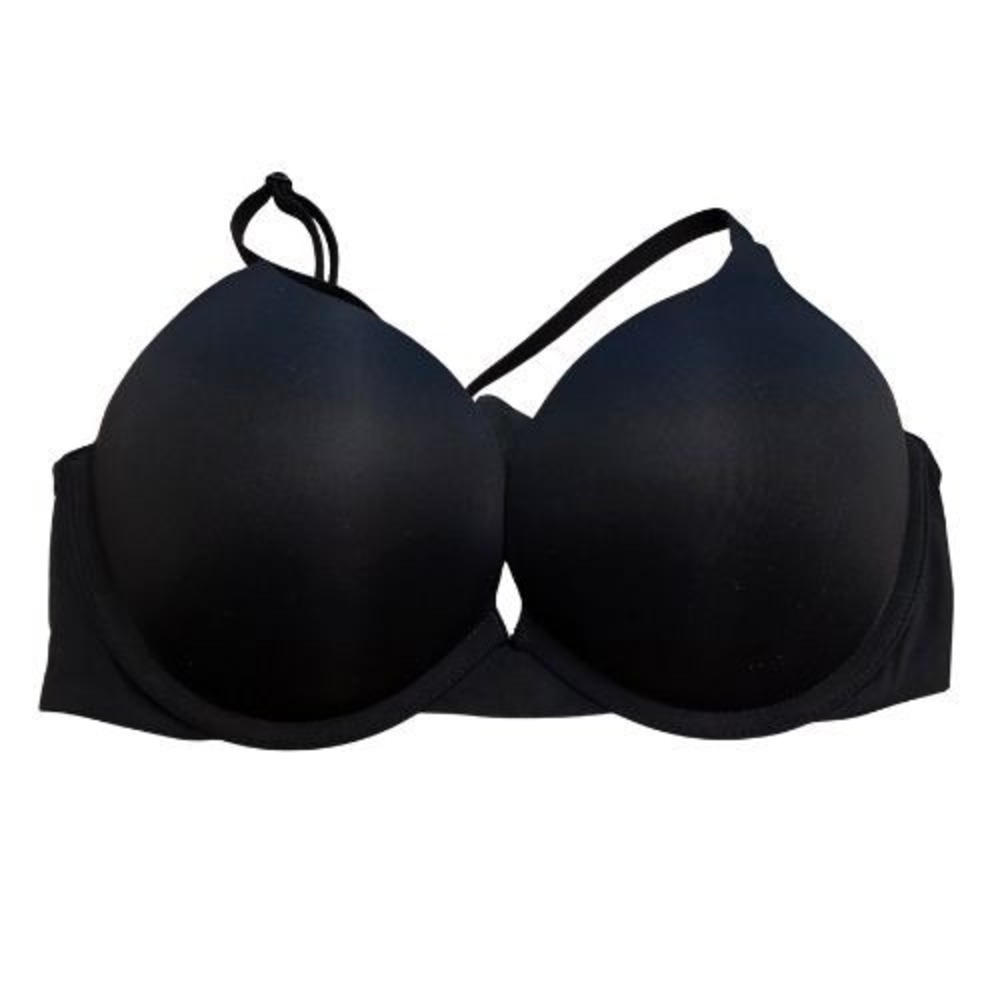 Victoria's Secret 34D Padded Push up Bra Smooth Molded Cups Black Underwire